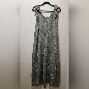 Women's Green Leaf-Print Maxi Skirt